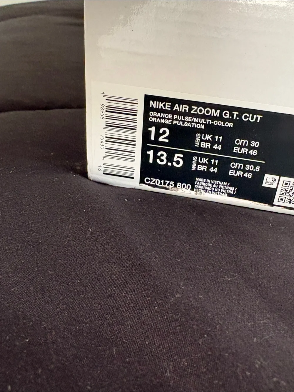 Nike Air Zoom G.T. Cut Box Label - Orange Pulse Multi-Color